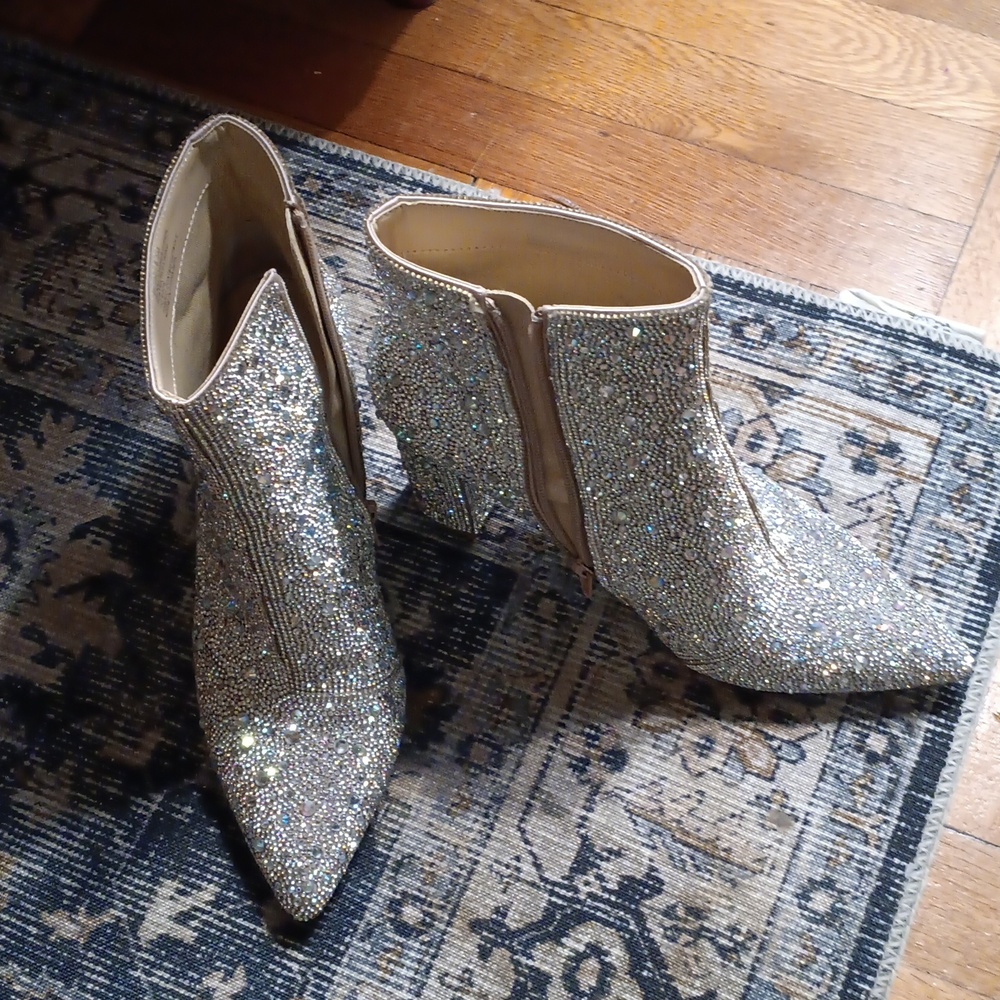 Betsey Johnson Cady Rhinestone Boots Size 8.5